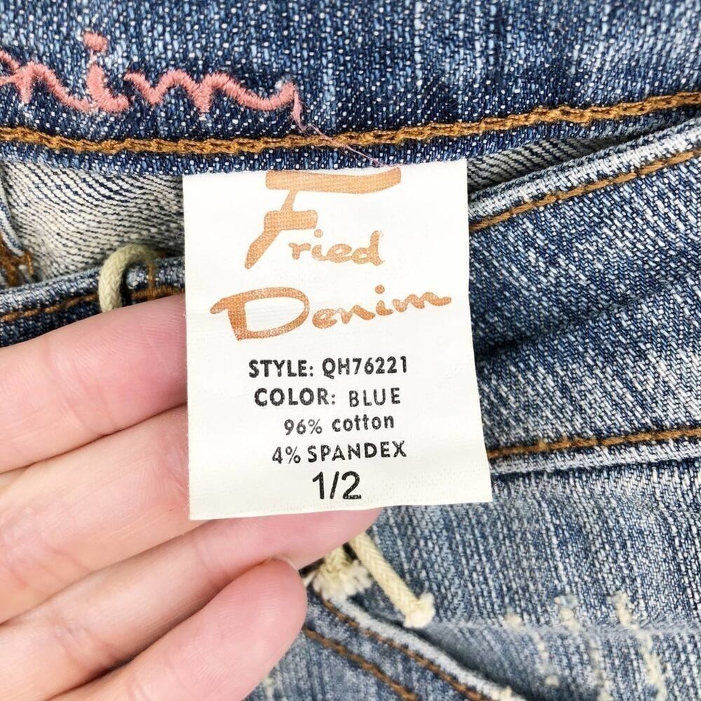 Fried Denim Women's Jeans Size 1/2 Lace Capri Crop Distressed Light Wash Stretch - Picture 11 of 13